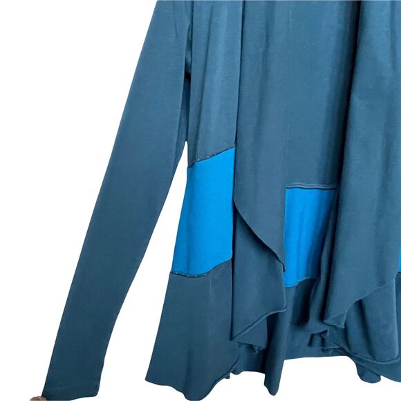 Matilda Jane Cardigan Women Size S Blue Colorblock Open Front Stretch - Picture 2 of 12